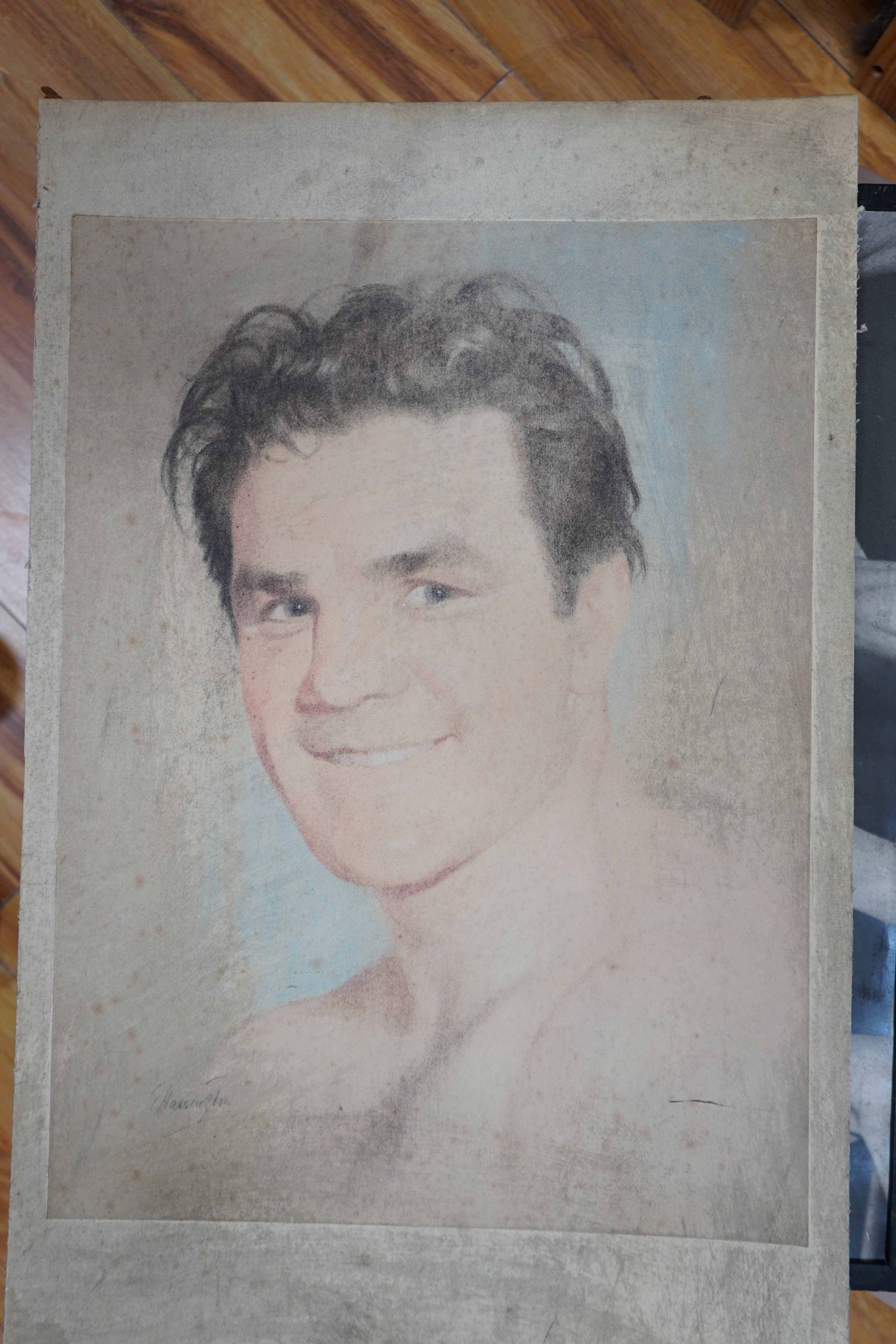 A collection of Jack Solomans boxing promo ephemera to include a shield shaped plaque, black and white photographs, books and a pastel portrait. Condition - varies